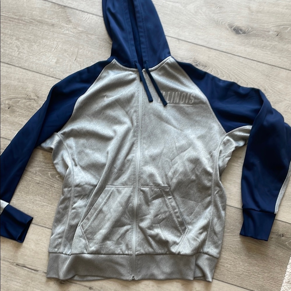 Illinois Gray and Blue Zip-Up Hoodie - Picture 2 of 4